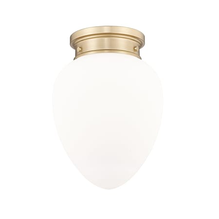 Z-Lite Gideon Flush Mount, 1-Light, 10 In.W x 13.5 In.H, Modern Gold/Etched Opal 1945F9-MGLD